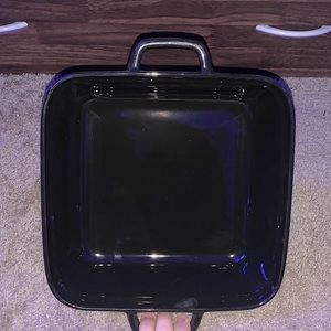 Glass Black with White lines Cooking Container